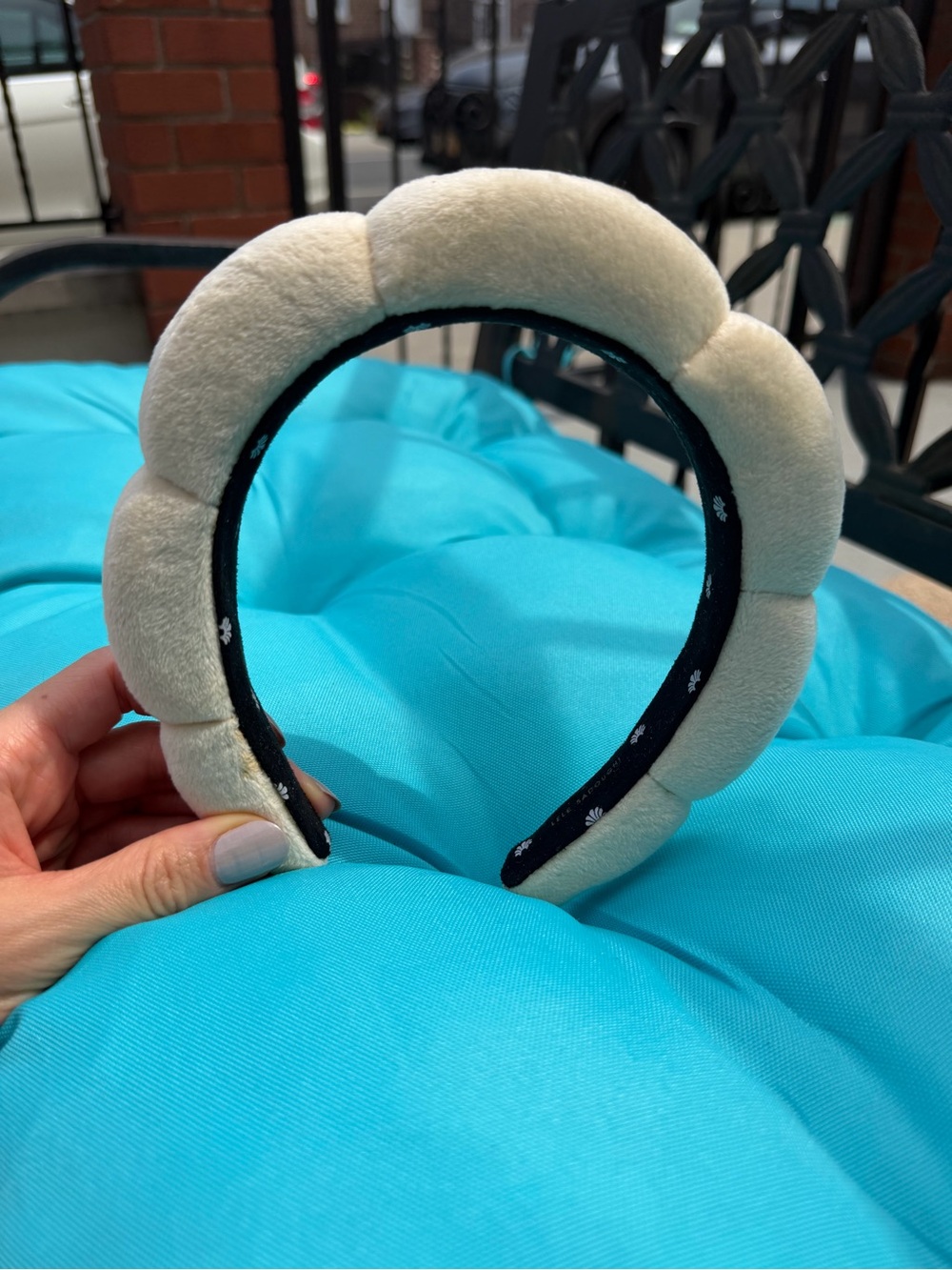 Lele Sadoughi Plush Padded Headband in Cream